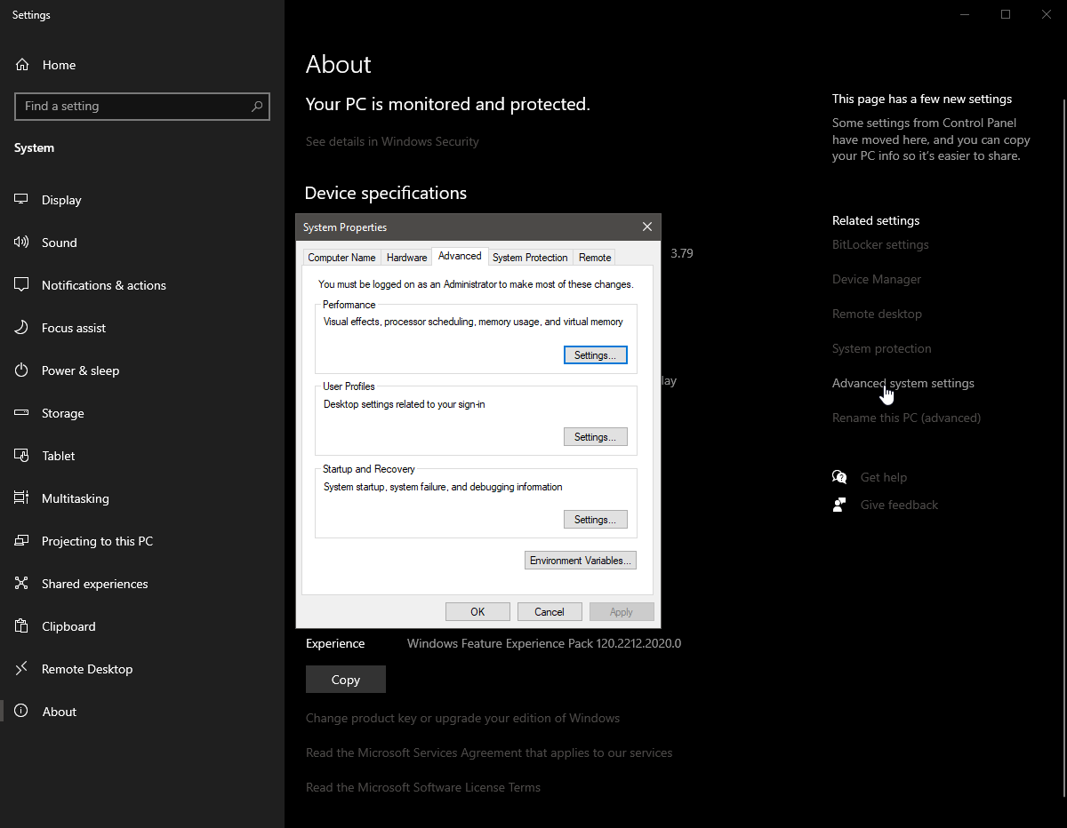 Advanced System Settings