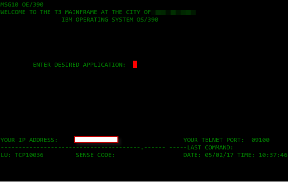 Exposed zSeries terminal
