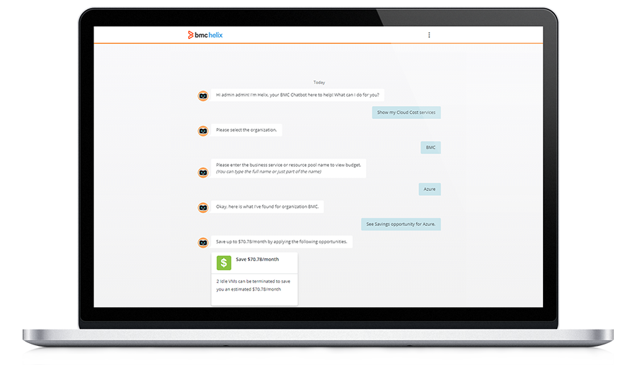 通过 BMC Helix Chatbot 直接管理云资源