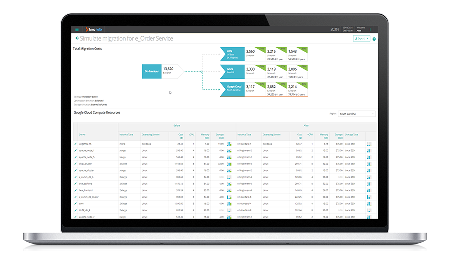 Plan cloud migrations with BMC Helix Continuous Optimization